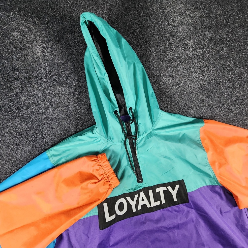 VTG Encrypted Supply Company Loyalty Windbreaker 1/4 Zip Jacket Mens XL Hooded - Picture 2 of 8